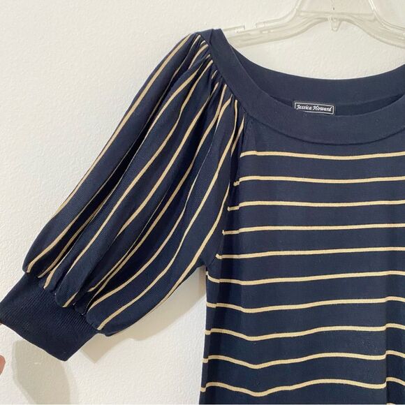 Jessica Howard Puff Sleeve Sweater Dress Striped Size XL - Picture 4 of 14